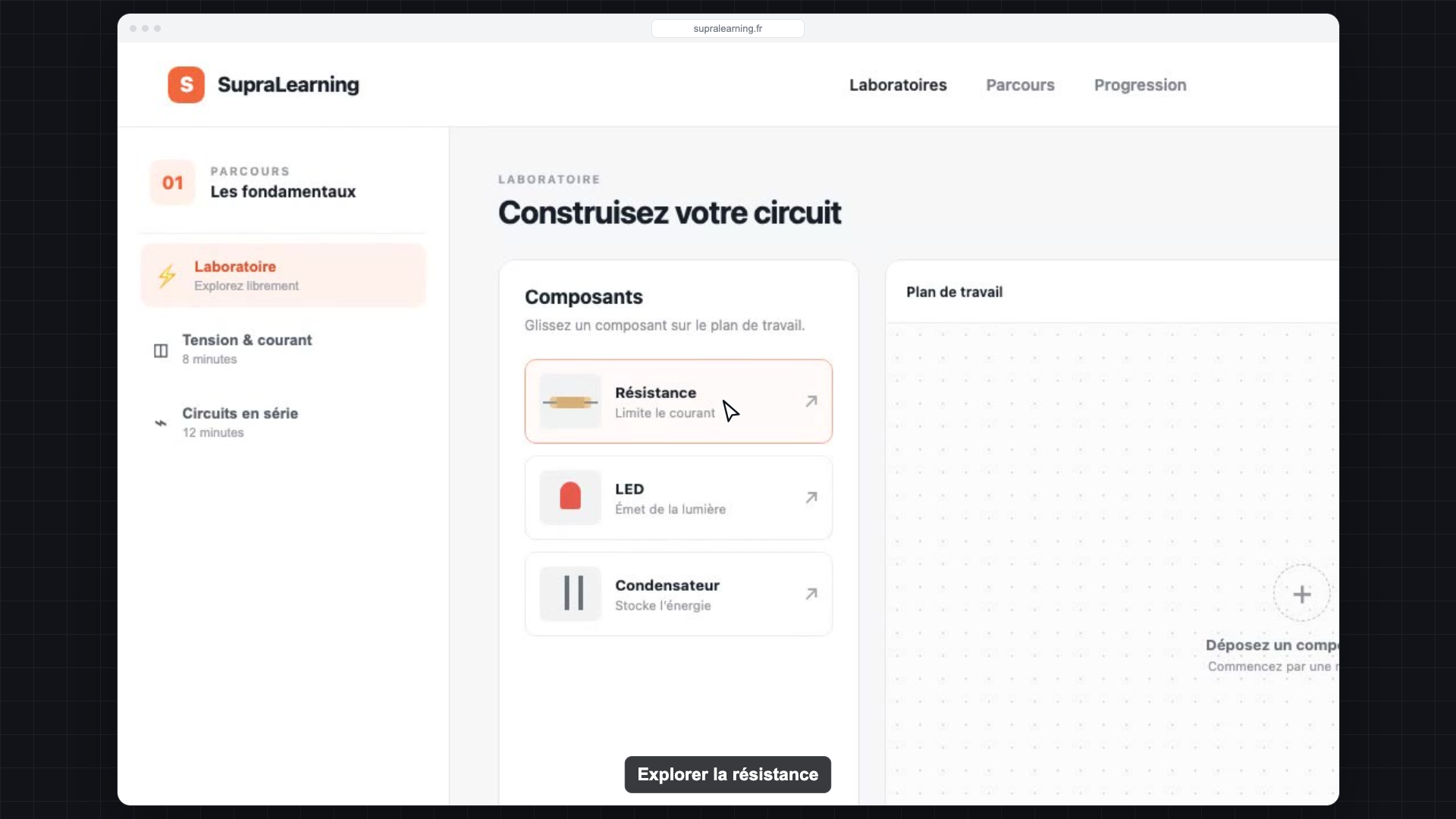 Capture réelle d’une sortie Product Video sur SupraLab Electronics avec composants et plan de travail