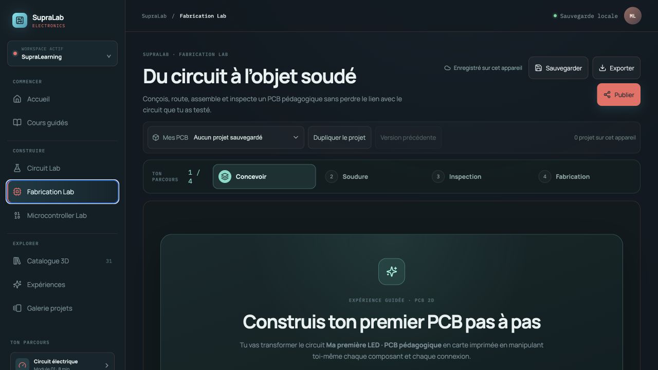 Capture des espaces de pratique SupraLab Electronics